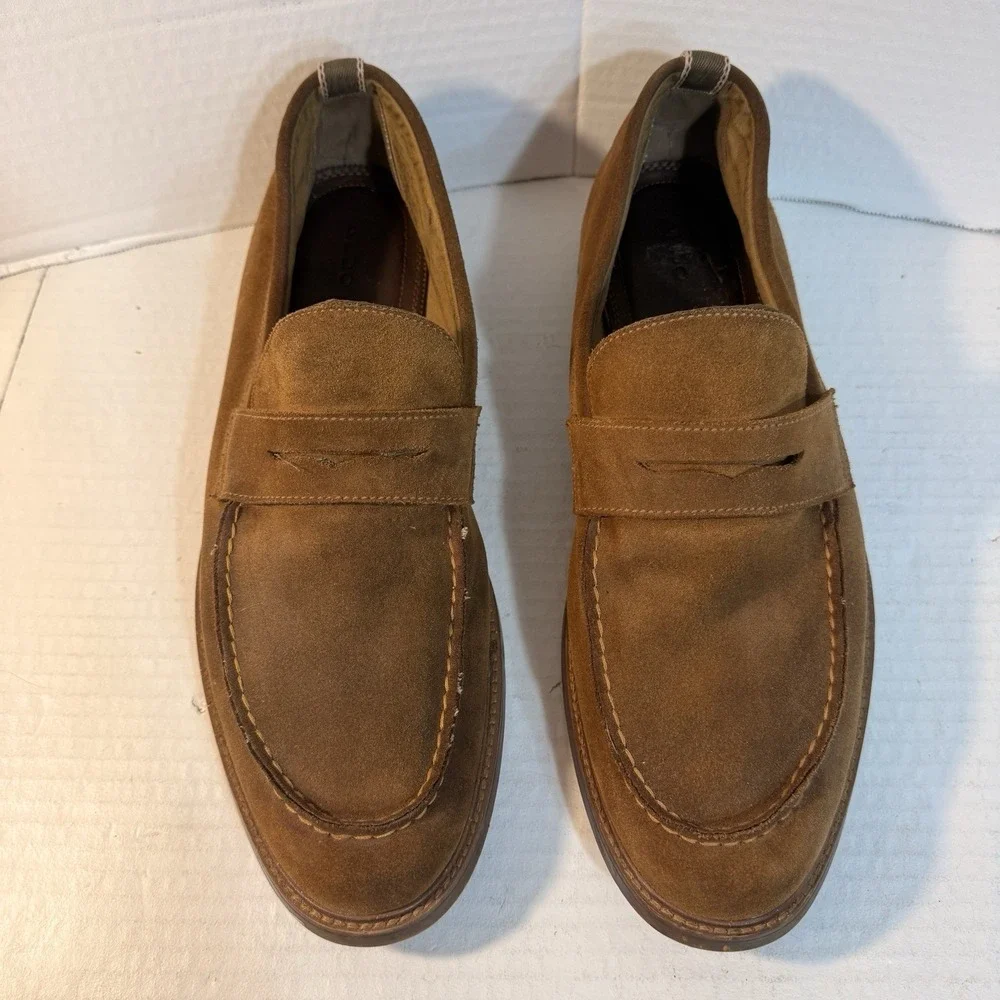 Penny Loafer Suede Mens 13 Tan Tobacco Brown Leather Aldo Classic Preppy Luxury